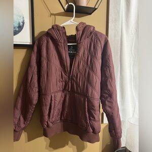 Prana Quilted Maroon Quarter Zip Pullover